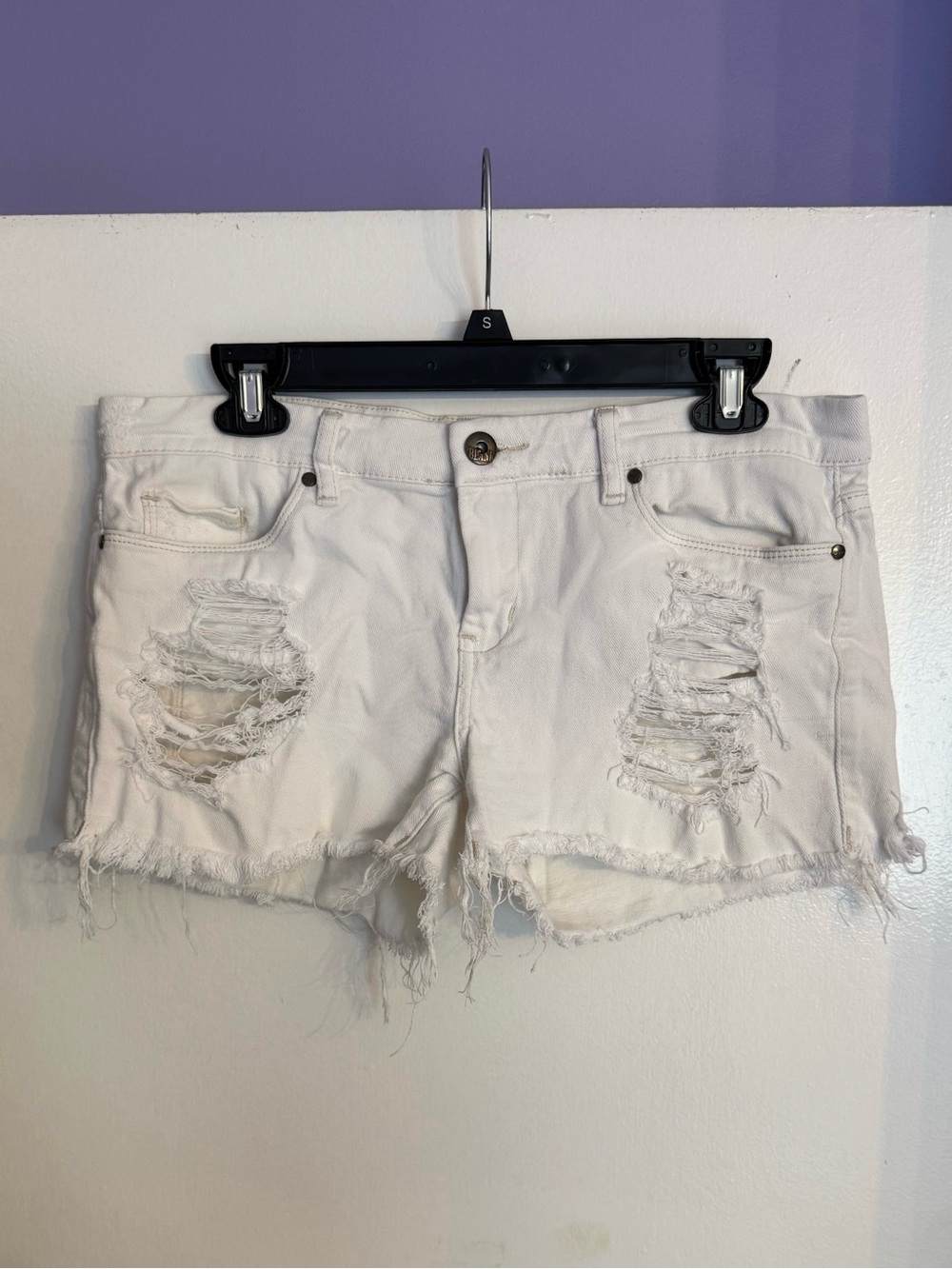 Blank NYC White Distressed Denim Cutoff Shorts